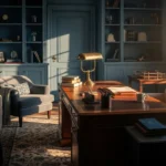 Classic Luxury Home Office Ideas Featuring Dusty Blue
