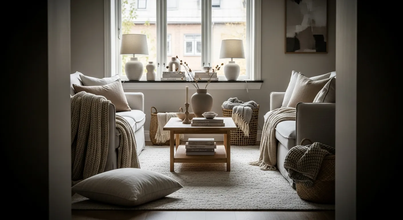 Color combinations for Scandi living room ideas with warm beige tones