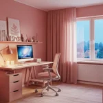 Beautiful Minimalist Home Office Ideas in Blush Pink