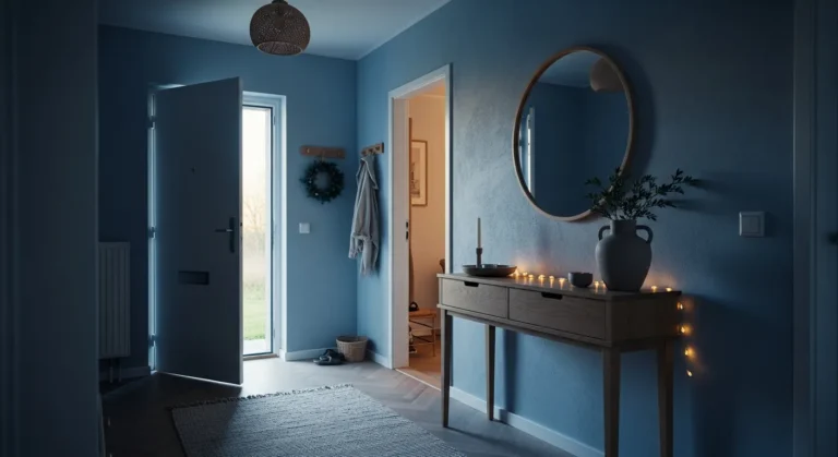 Minimalist Entryway Ideas: A Dusty Blue Christmas