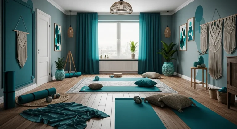 Bohemian Home Gym Ideas: A Calming Teal Workout Oasis