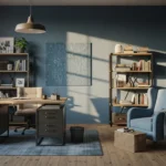 Dusty Blue Industrial Home Office Ideas for Everyday Focus