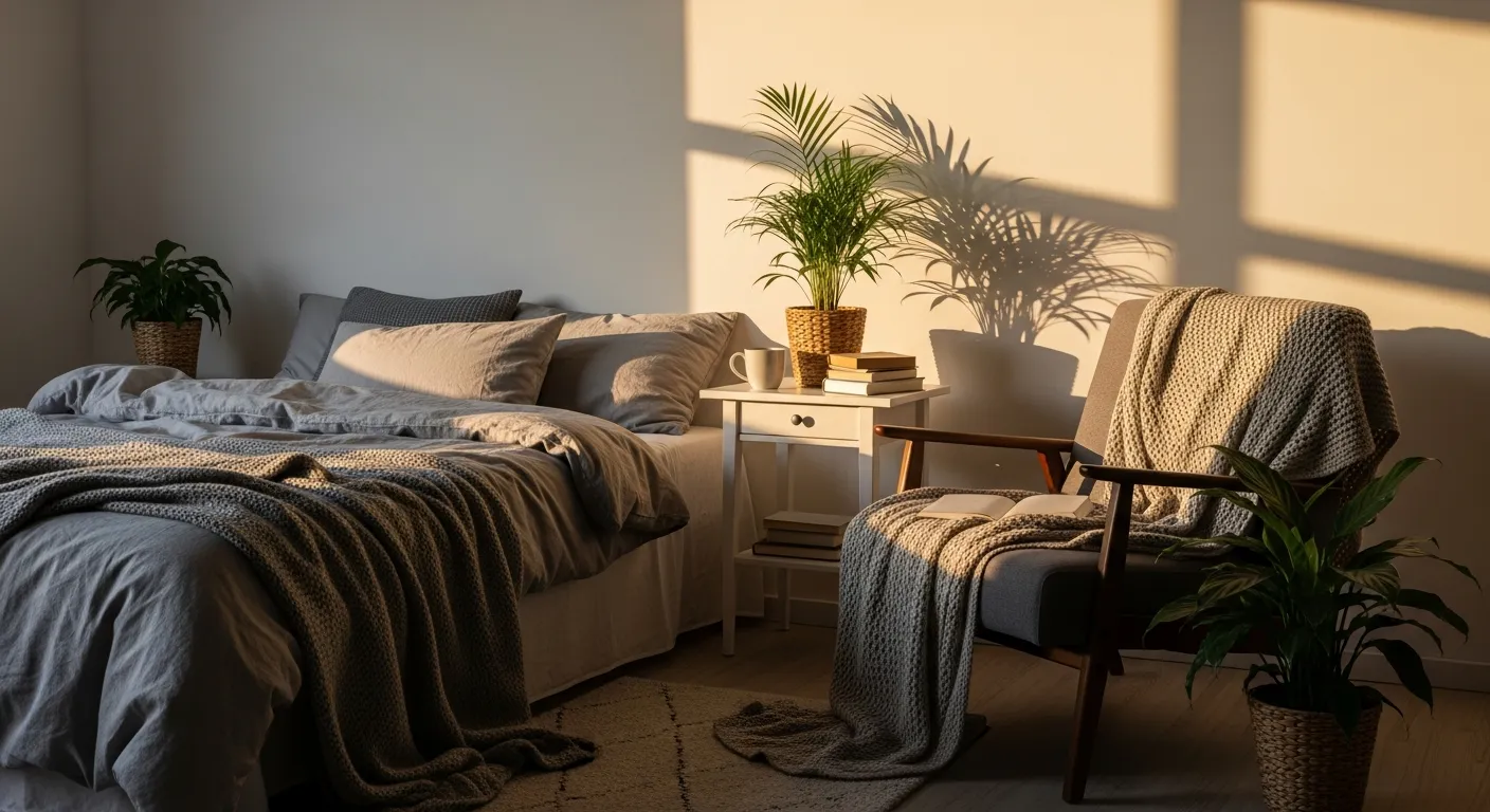 Styling tips for minimalist bedroom ideas featuring sleek metallic accents, crisp white linens, and modern lighting