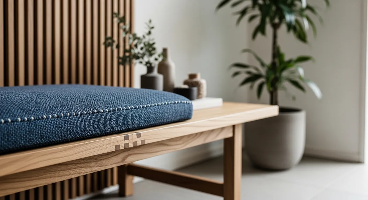 Light oak console table and minimalist decor highlighting functional Japandi foyer concepts