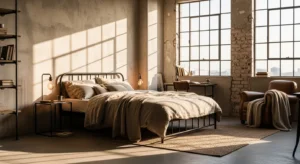 Cozy Beige Industrial Bedroom Ideas & Design Tips