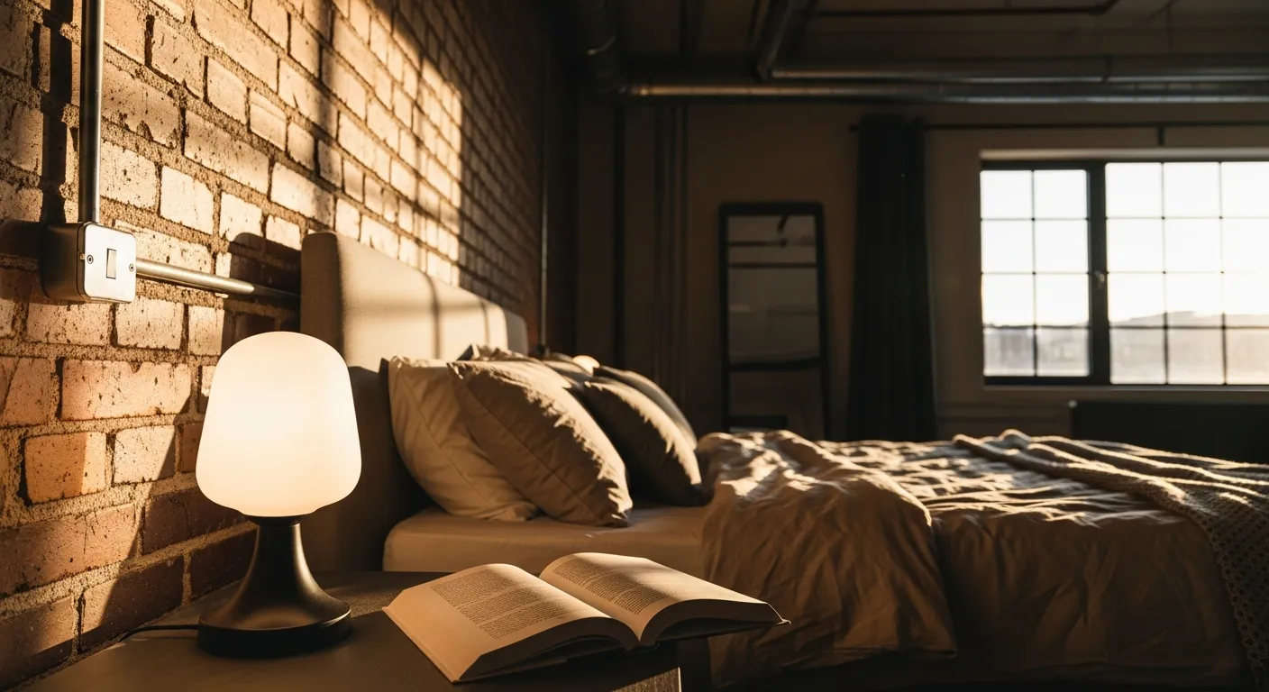 Budget-friendly industrial bedroom ideas showcasing DIY raw edge details paired with affordable beige linens