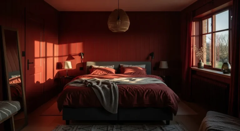Dark Red Farmhouse Bedroom Ideas: Cozy Rustic Decor