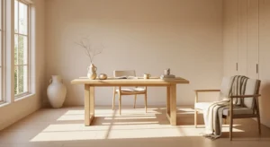 Japandi Home Office Ideas: Cream Minimalist Zen