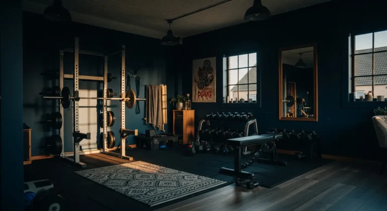 Midnight Blue Industrial Home Gym Ideas You’ll Love