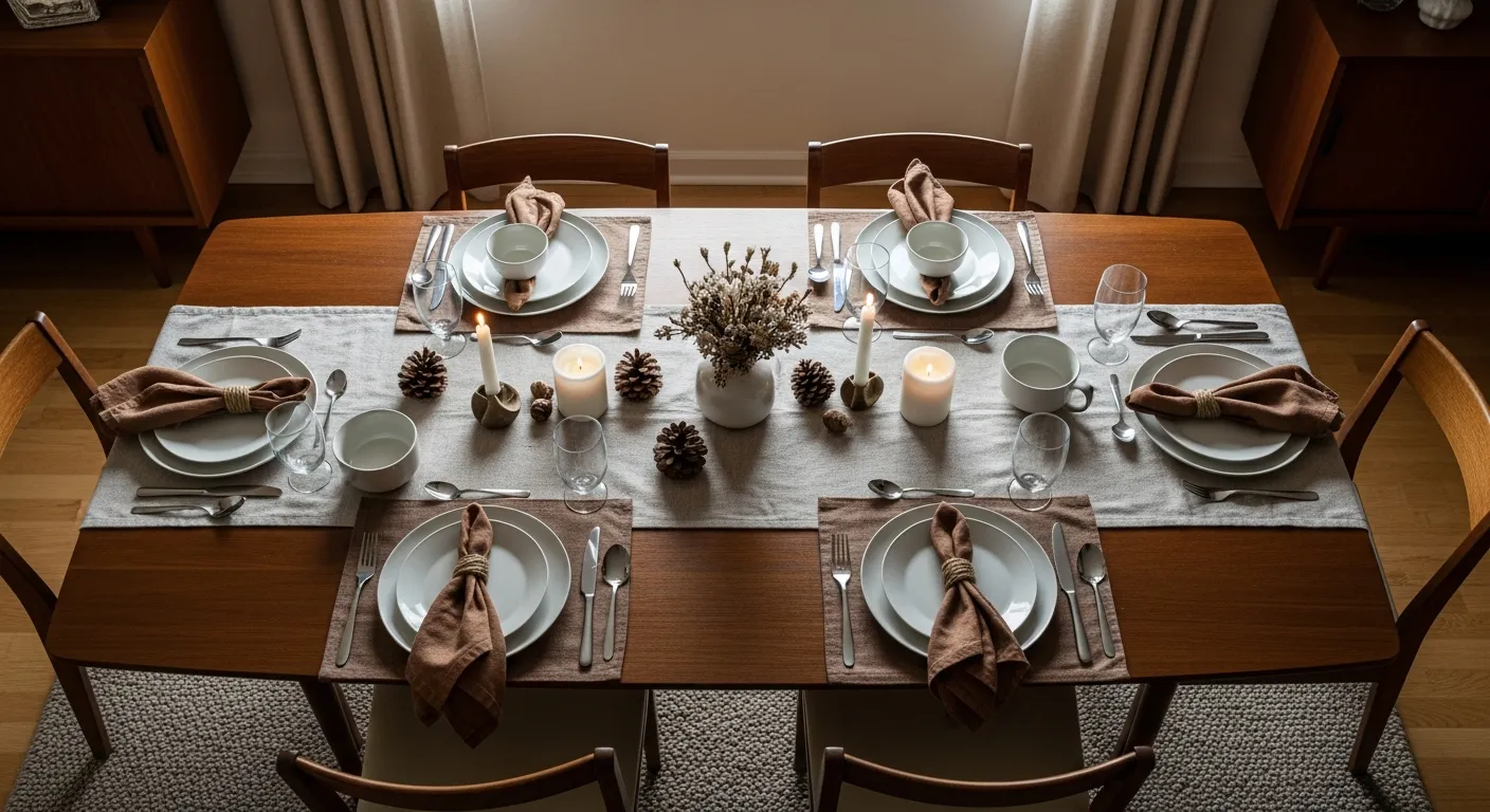 Step-by-step guide to recreating exquisite mid-century modern dining room settings in warm tones