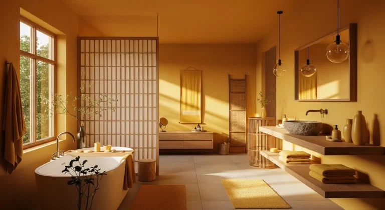 Sunny Yellow Japandi Bathroom Ideas for a Calm Retreat