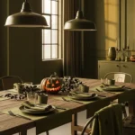 Spooky Chic: Olive Green Industrial Dining Room Ideas