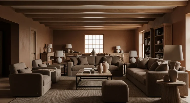 Cozy Warm Brown Farmhouse Living Room Ideas