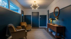Stunning Mid-Century Modern Entryway Ideas in Midnight Blue
